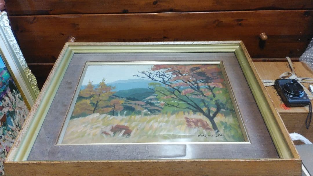 三角 嘉寿男　「秋景色」　油彩　F8号　一水会員　師：石井柏亭、坂本繁二郎