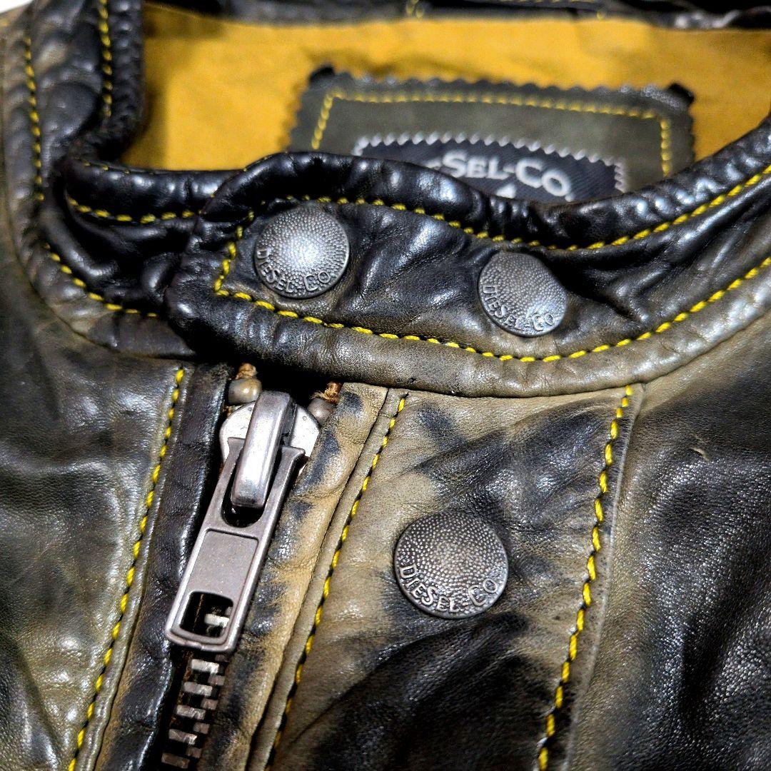 激渋】DIESEL vintage加工 ライダースジャケット シープレザー-良質な商品
