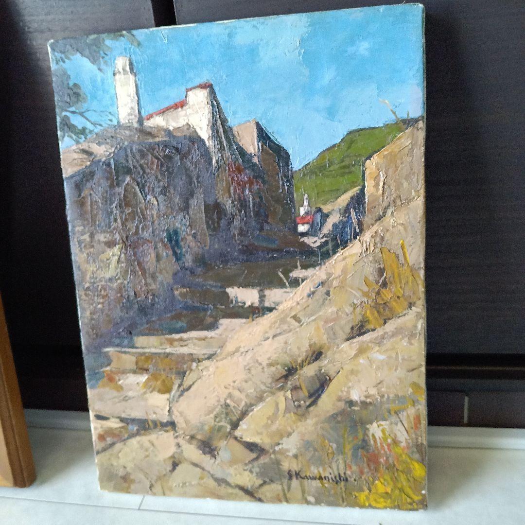 4号 油絵 河西昭治 「切り通しの石段」 O18213222