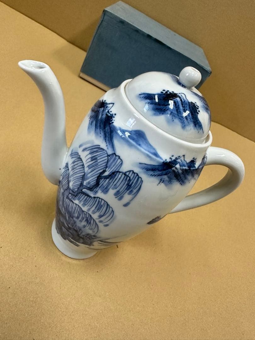 平安春峰【煎茶道具 水注（すいちゅう）】 染付 山水