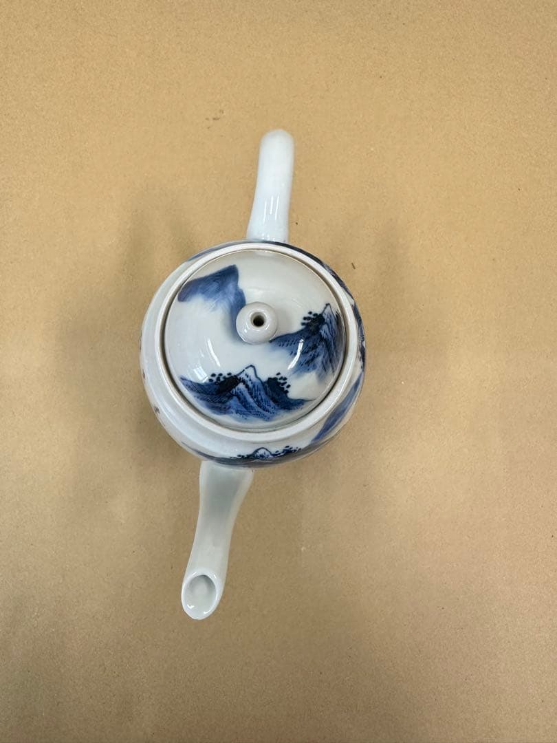 平安春峰【煎茶道具 水注（すいちゅう）】 染付 山水