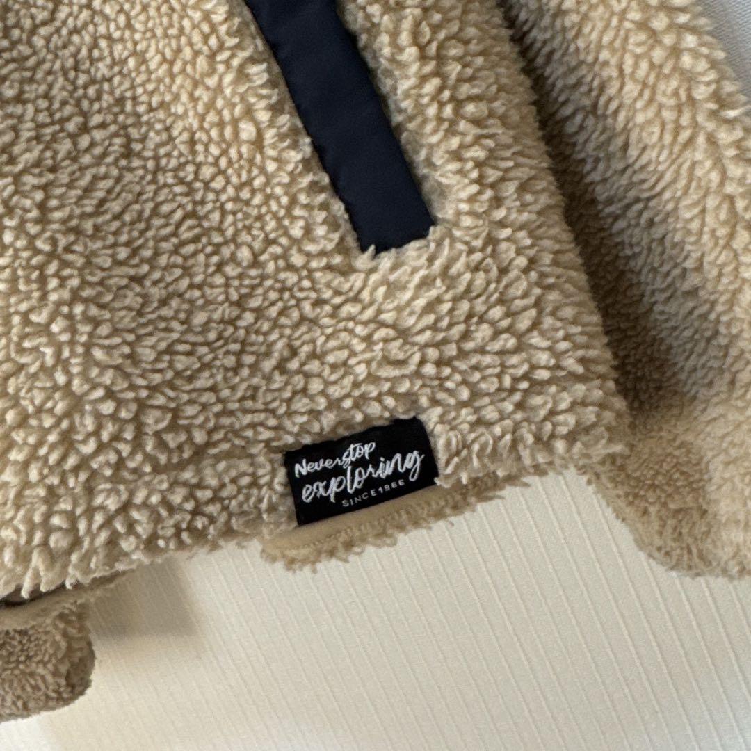 【刺繍ロゴ&肩ロゴ】ノースフェイス　フリースジャケット　キッズ150　ベージュ