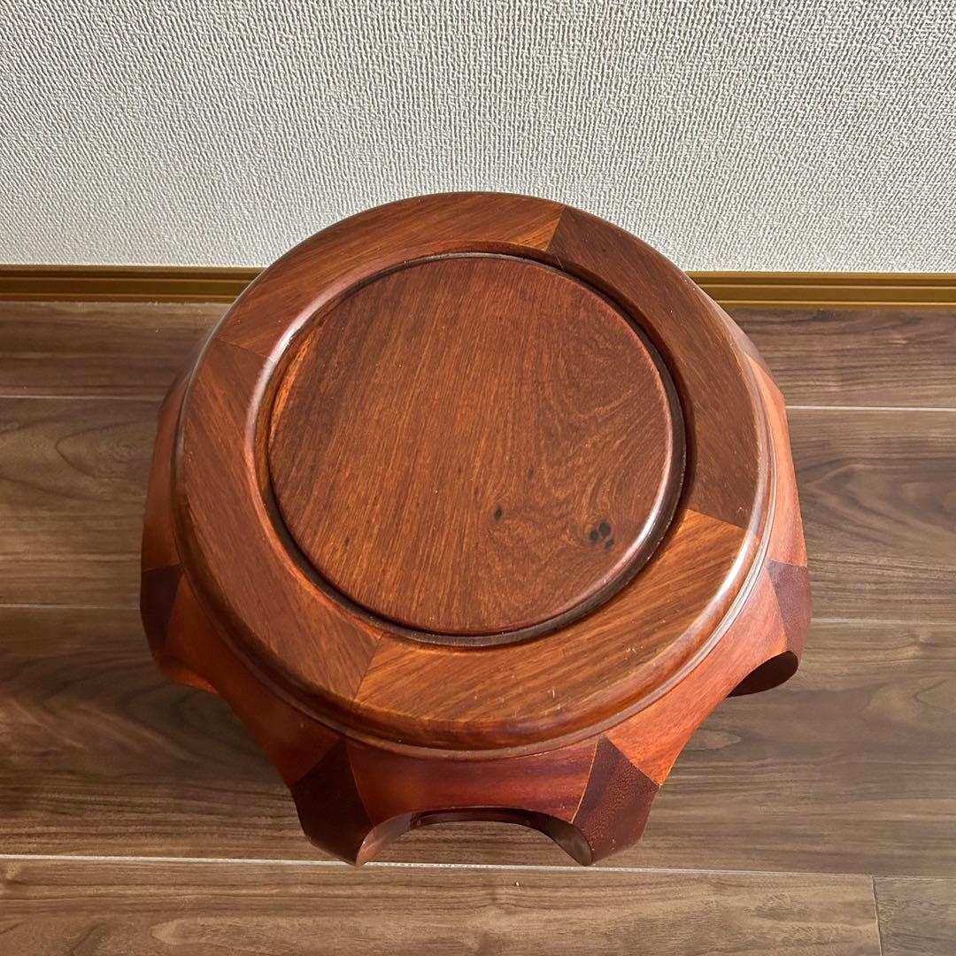 ［美品］ 唐木 丸 椅子 木製 花台 スツール 丸卓 花梨台 インテリア 家具