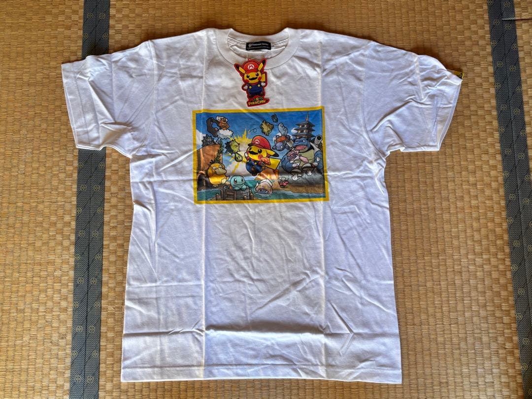 マリオピカチュウ Tシャツ ホワイト Adult Lサイズ M】POKEMON ポケモン ピカチュウ アニメ プリントTシャツ 半袖Tシャツ