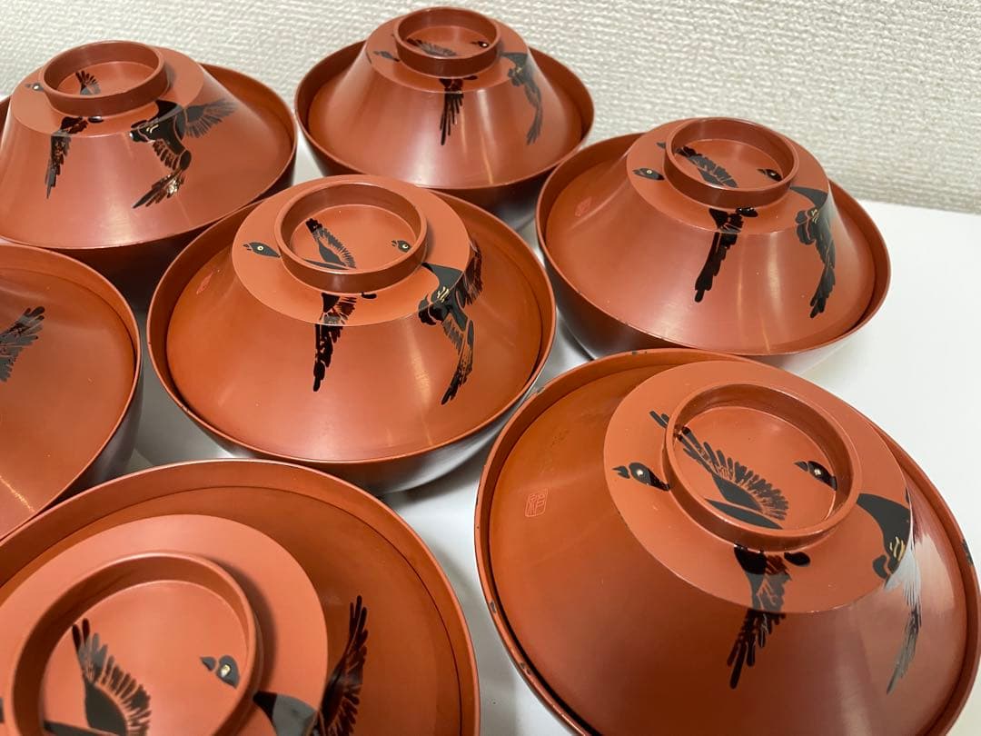 漆器 懐石道具 芦泉謹製 木製溜塗 雑煮椀 吸物椀 10客揃 内