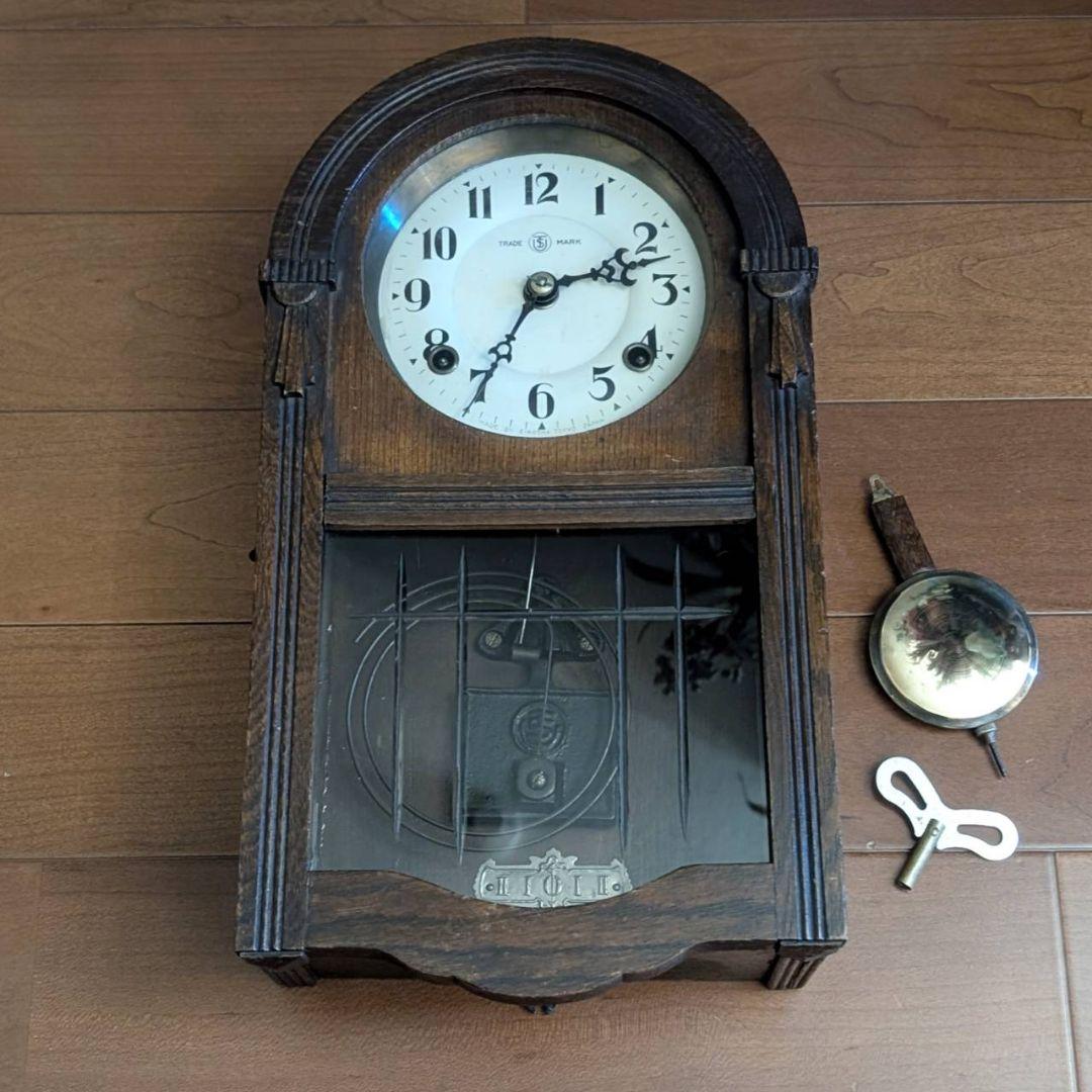 古時計　掛時計　アンティーク掛時計　ゼンマイ時計　レトロ時計　英工舎