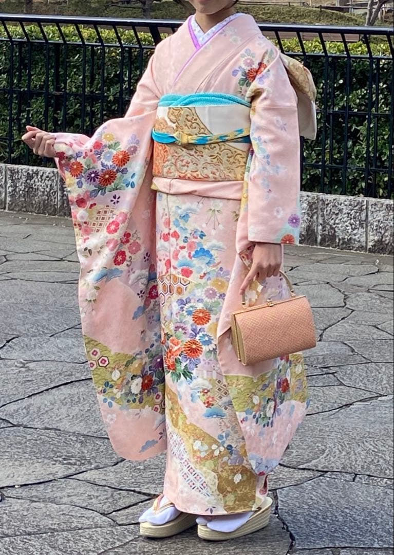 振袖セット 京友禅 金彩加工 古典柄 薄ピンク 川島織物 - メルカリ
