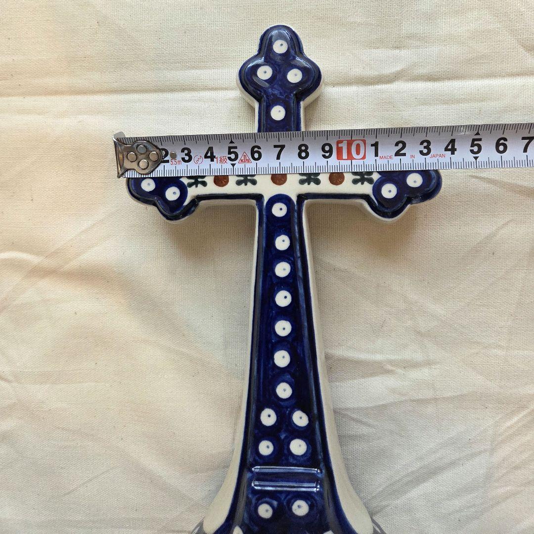 新品】 ポーリッシュポタリー クロス 十字架 ポーランド陶器 WIZA社 置物