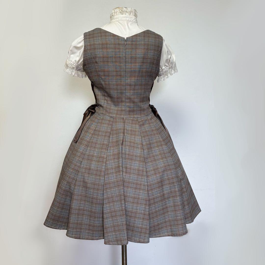innocent Wordチェック×リボンジャンパースカート