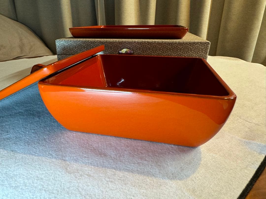 母のお茶道具 輪島塗 盆付き蓋付菓子箱　盆サイズ220mm