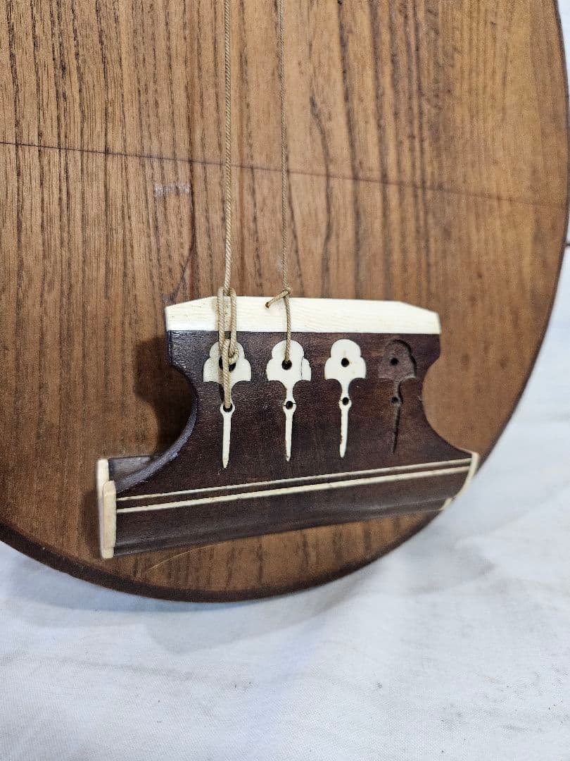 日本のアンティーク 筑前琵琶 四弦五柱　撥 弦楽器 和楽器 琵琶 木製 半月飾り