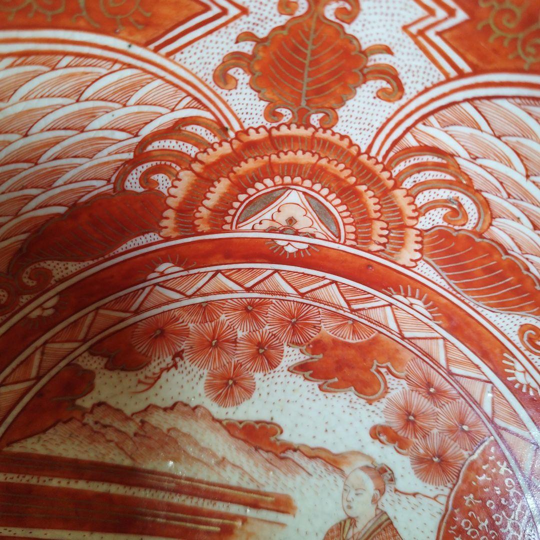 九谷赤絵鉢 骨董 中鉢 22センチ