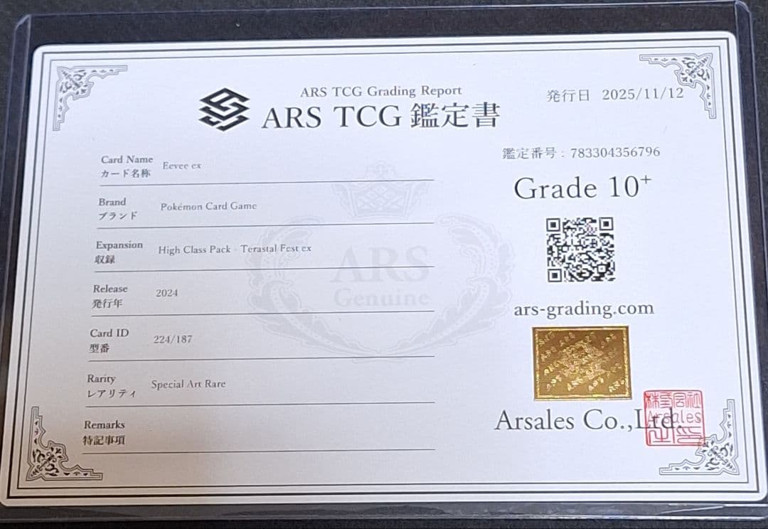 ARS10＋ イーブイex SAR テラスタルフェスex PSA10 相当以上