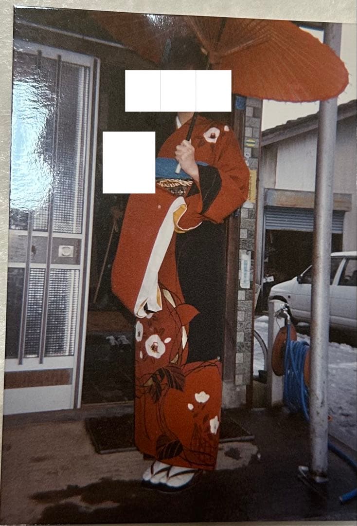 美品✨️】振袖フルセット レトロモダン 赤 黒 椿 1998年製 成人式