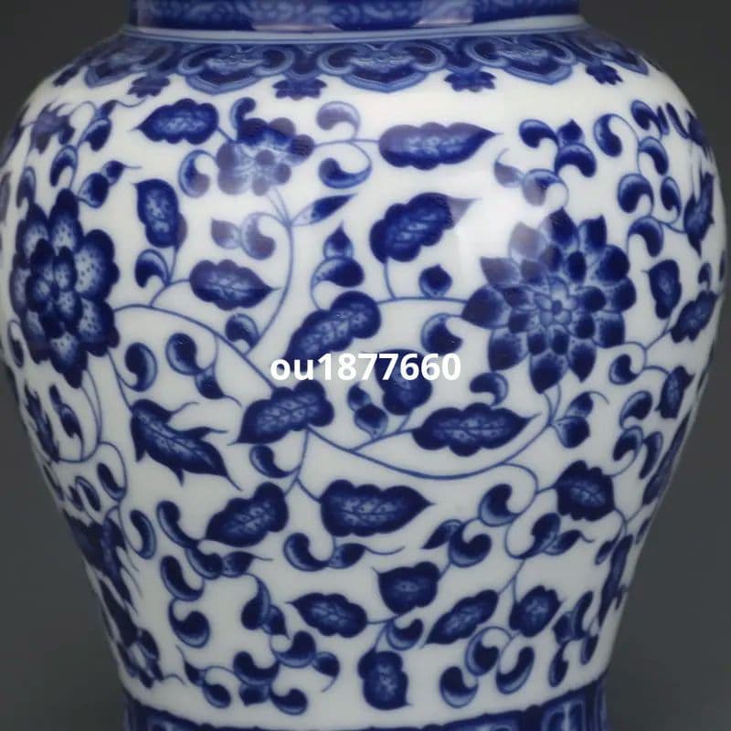 清乾隆青花纏枝紋将軍缶 景徳鎮 陶磁器 装飾品 現代工芸