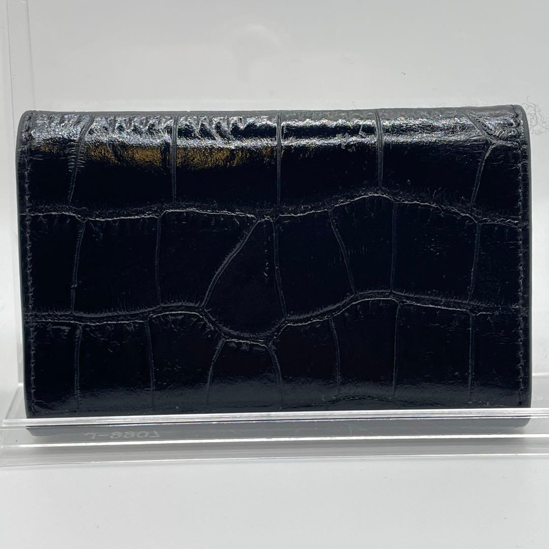 極美品＊ CELINE セリーヌ クロコ型押し レザー 6連キーケース ブラック