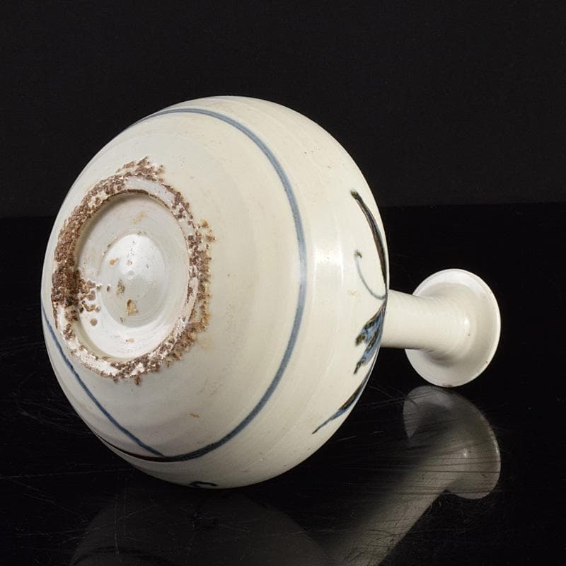 朝鮮美術 李朝 高麗白磁 染付 花文 長頸瓶 V R4920