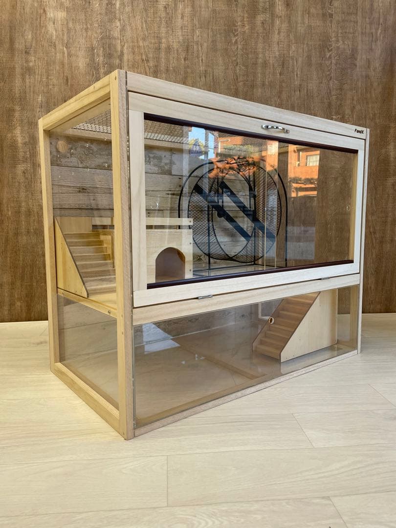 FandK爬虫類木製ケージ ハリネズミ2階建仕様 800×450×670
