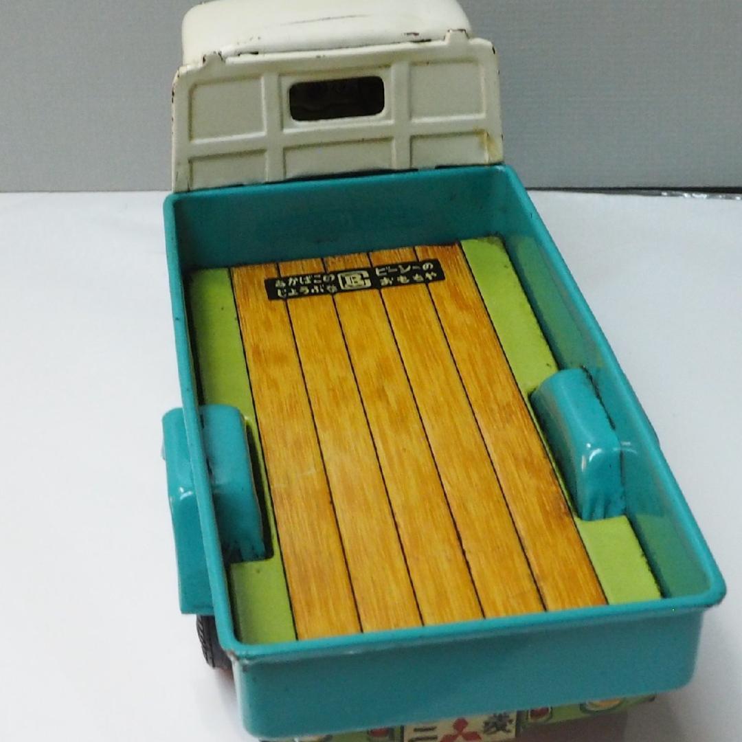 萬代屋【三菱 オート三輪トラック白/黄緑 動作確認済】ブリキ自動車TIN【箱無】