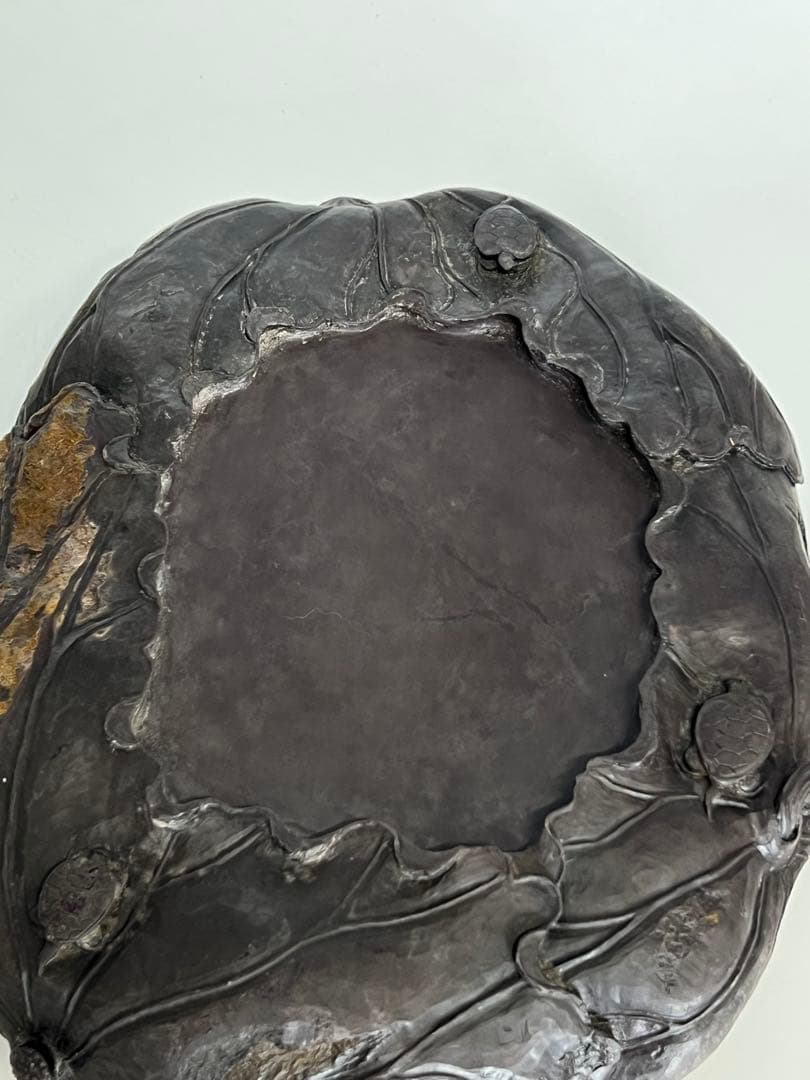 文房具 両面用　清時代蓮の花型硯 書　時代物 重さ：2664g /西X4-4