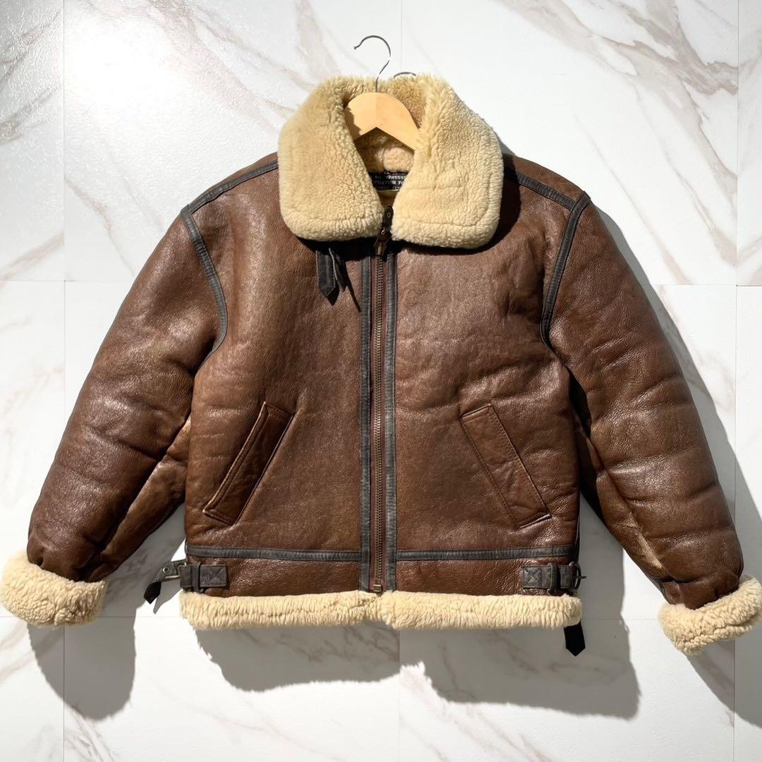 良品✨ヴィンテージ B-3 フライト ムートンジャケット 羊革 ブラウン 40
