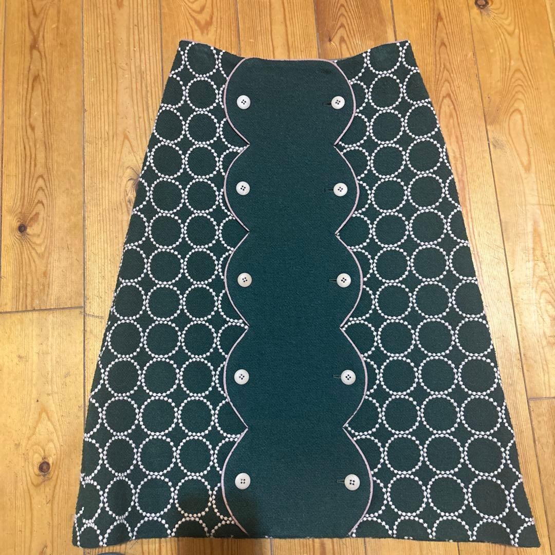 ミナペルホネン　タンバリン　スカート 36 グリーン