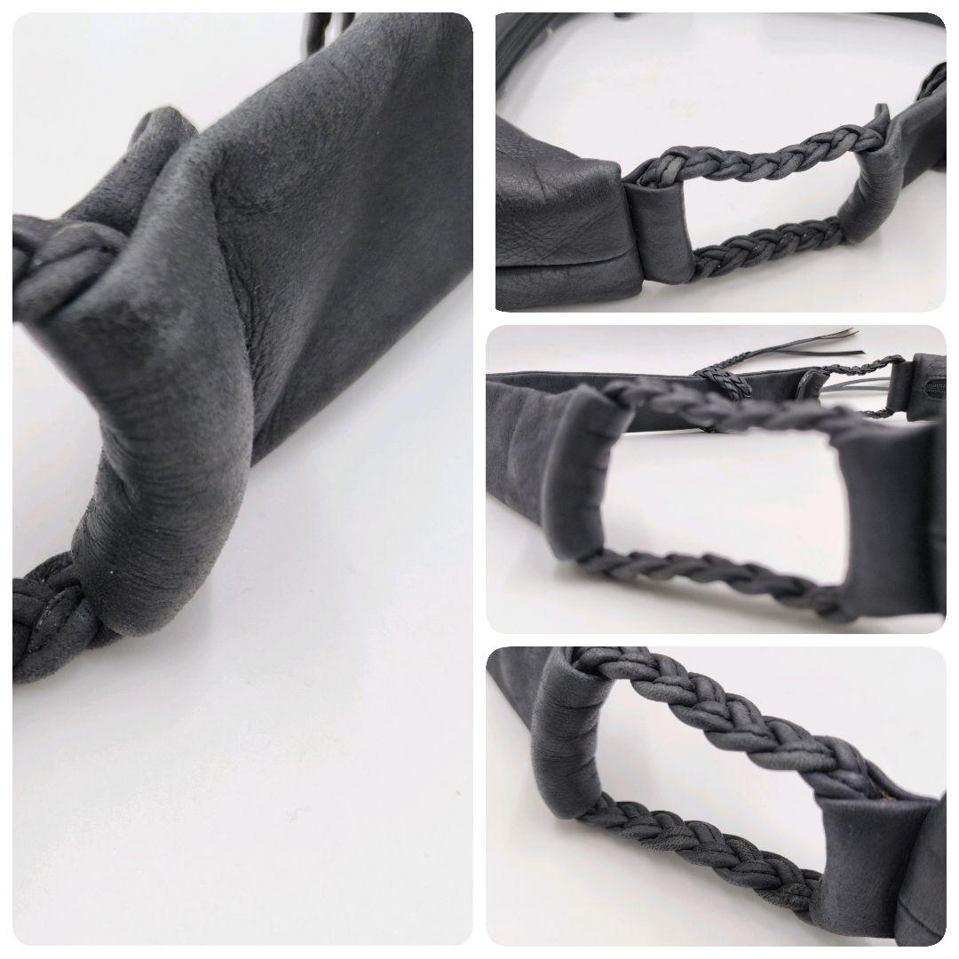 アナスイ 三日月 レザー ワンショルダーバッグ 黒 フラワーモチーフ