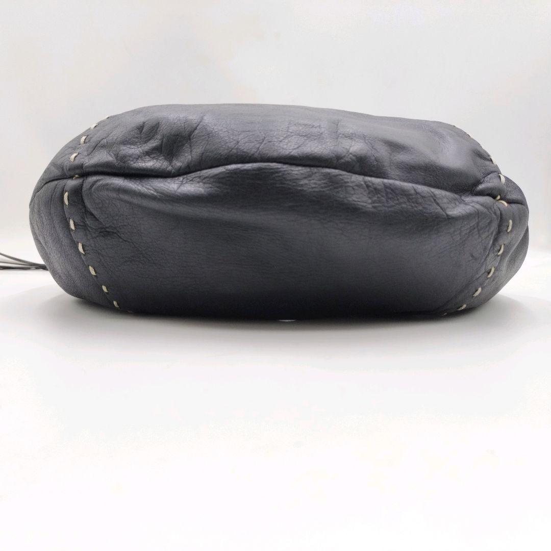 アナスイ 三日月 レザー ワンショルダーバッグ 黒 フラワーモチーフ