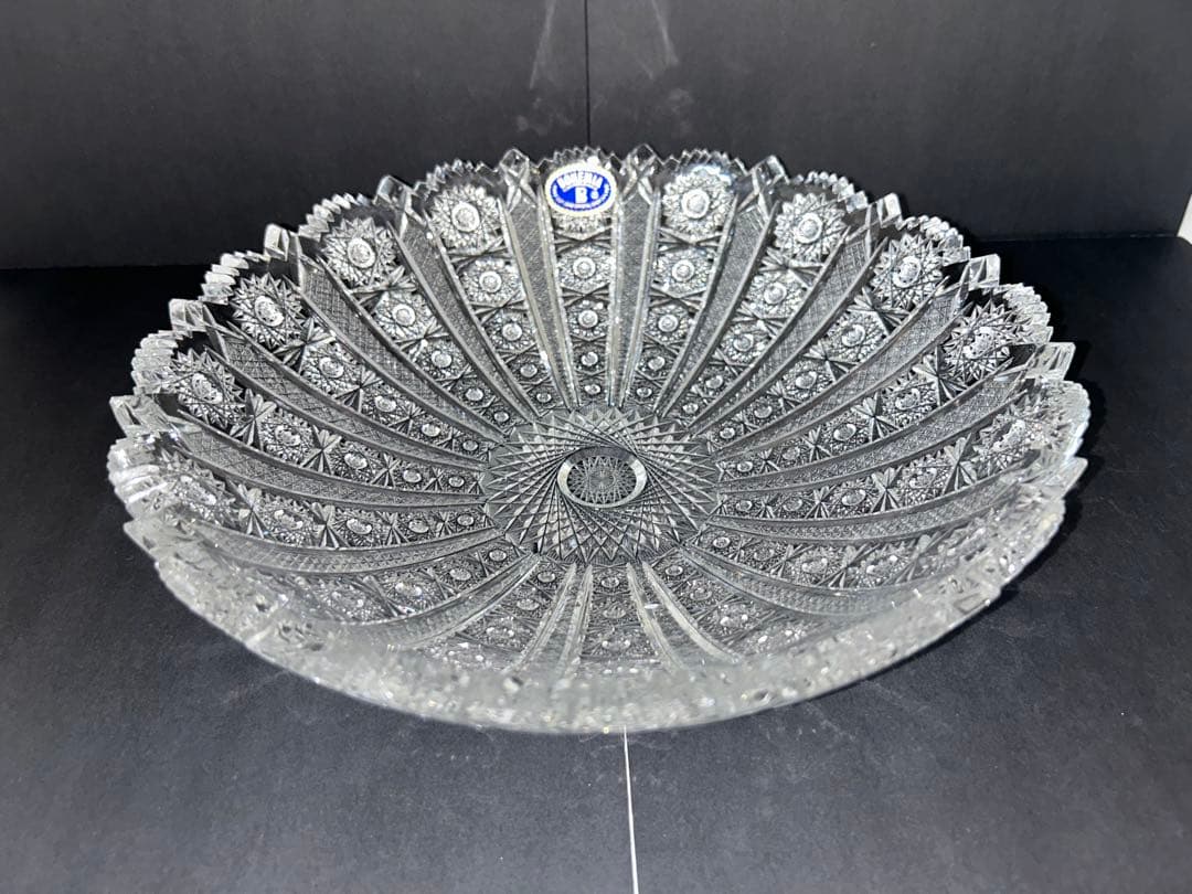 【新品・未使用品】ボヘミアクリスタル 大皿 ガラス 27.5cm 箱付