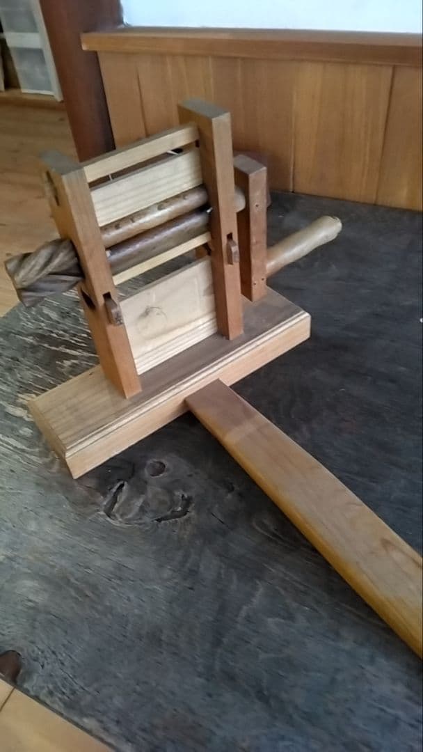 木製わたくり機　鴨川和綿農園製