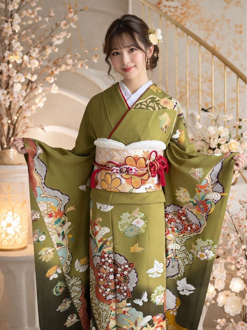 最終価格！】振袖フルセット 女優•後藤久美子ブランド 正絹振袖 袋帯