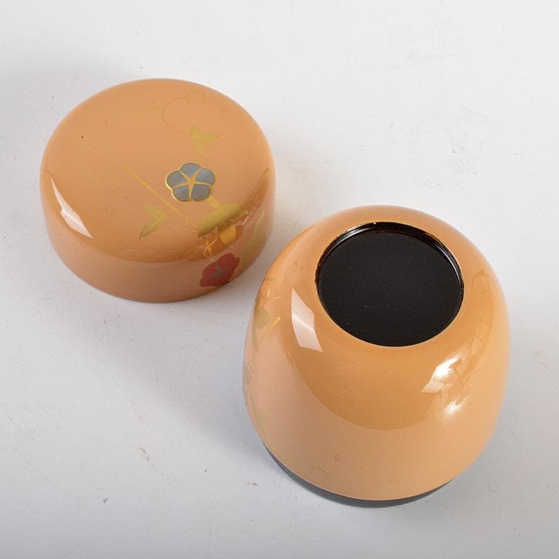 茶道具　中村湖彩作　朝顔蒔絵　螺鈿装飾　中棗　共布共箱　V　5968