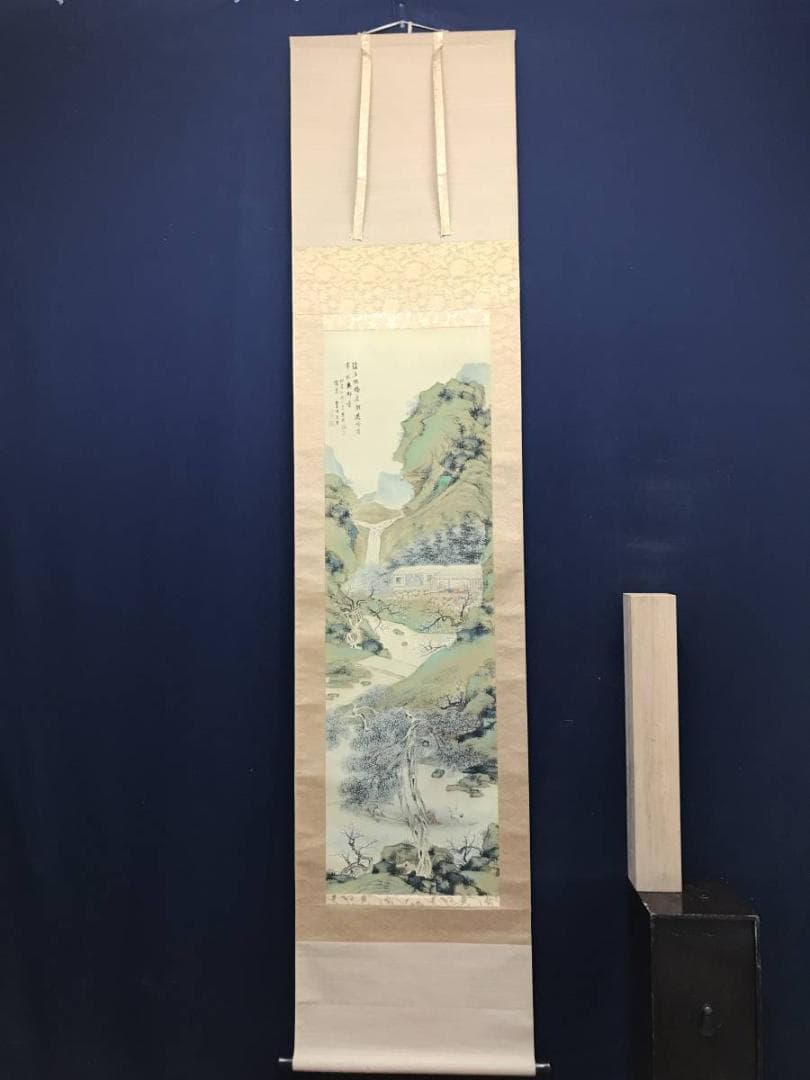 複製/高橋草坪/元吉/林和靖図/青緑梅花山水図/掛軸/名家伝来/AC-732