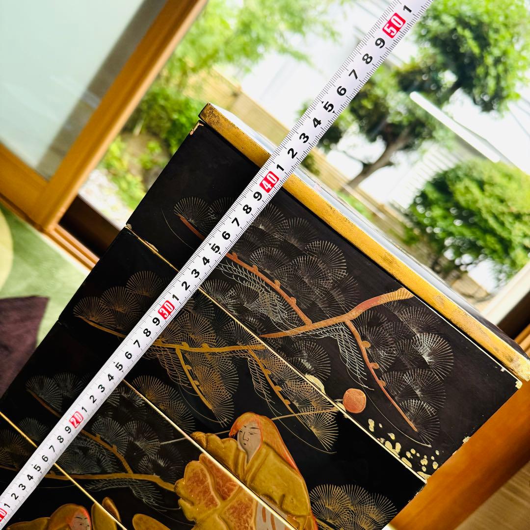 漆器　輪島塗　沈金　蒔絵　螺鈿　木製　五段　重箱　時代品