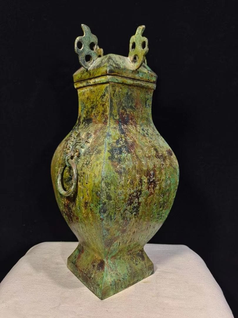 中国古美術品·旧蔵珍品·古青銅銘文器皿★辅首衔環紡壺★飲酒器·文房置物·風水開運