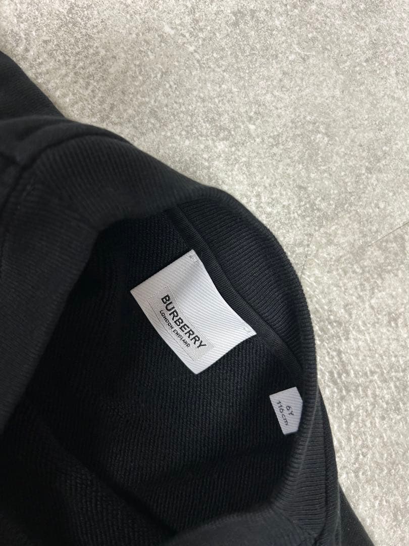 BURBERRY ブラック トレーナー チェック袖　バーバリーキッズ