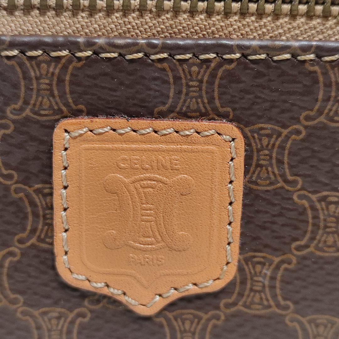 80-4 セリーヌ CELINE マカダム柄 バニティ バッグ PVC レザー