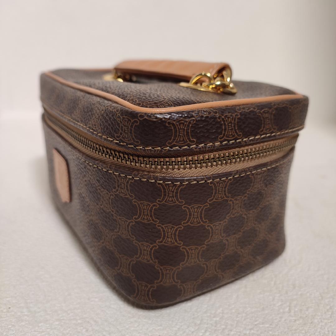 80-4 セリーヌ CELINE マカダム柄 バニティ バッグ PVC レザー