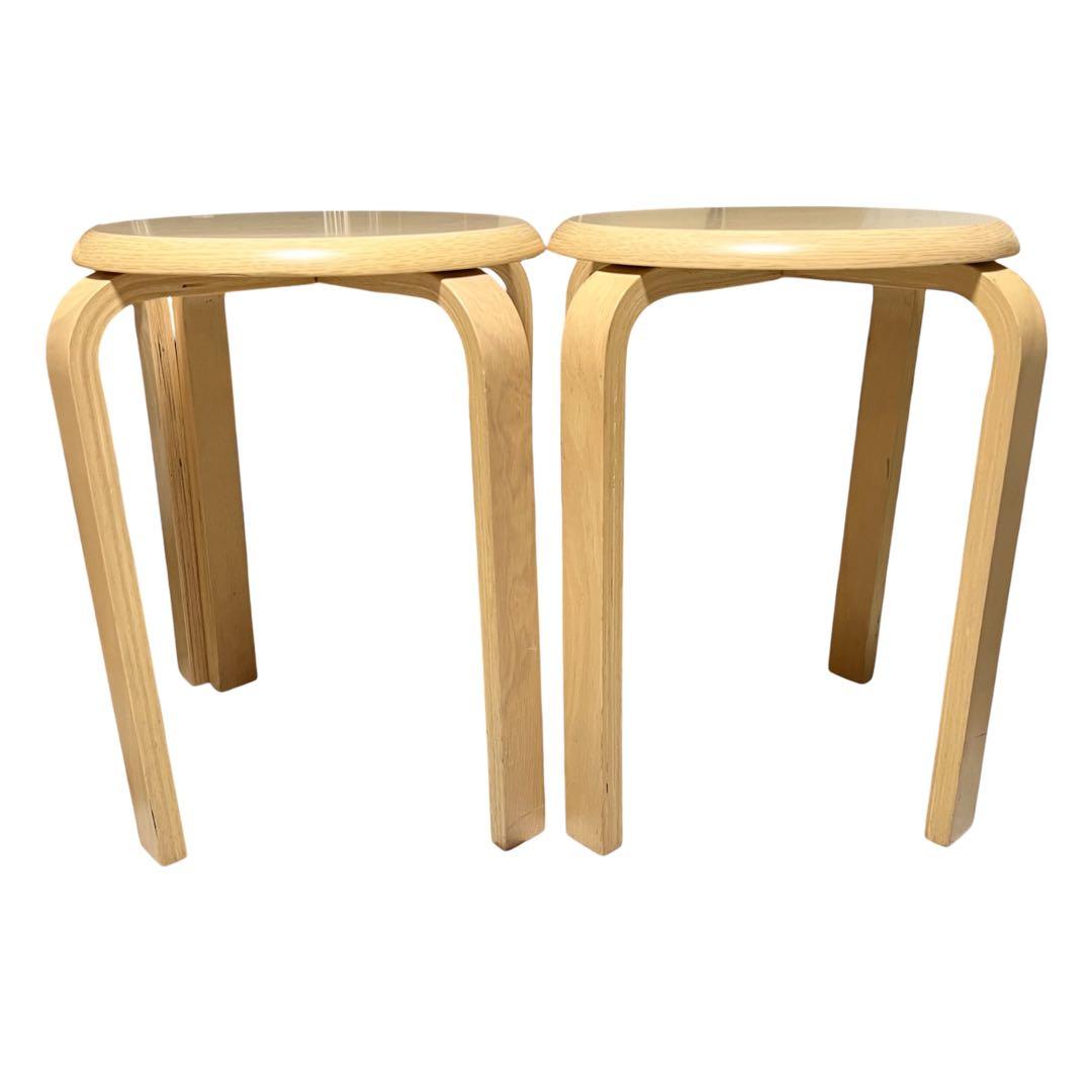 木製曲木チェア スツール スタッキング ナチュラル 4脚セット　不二貿易