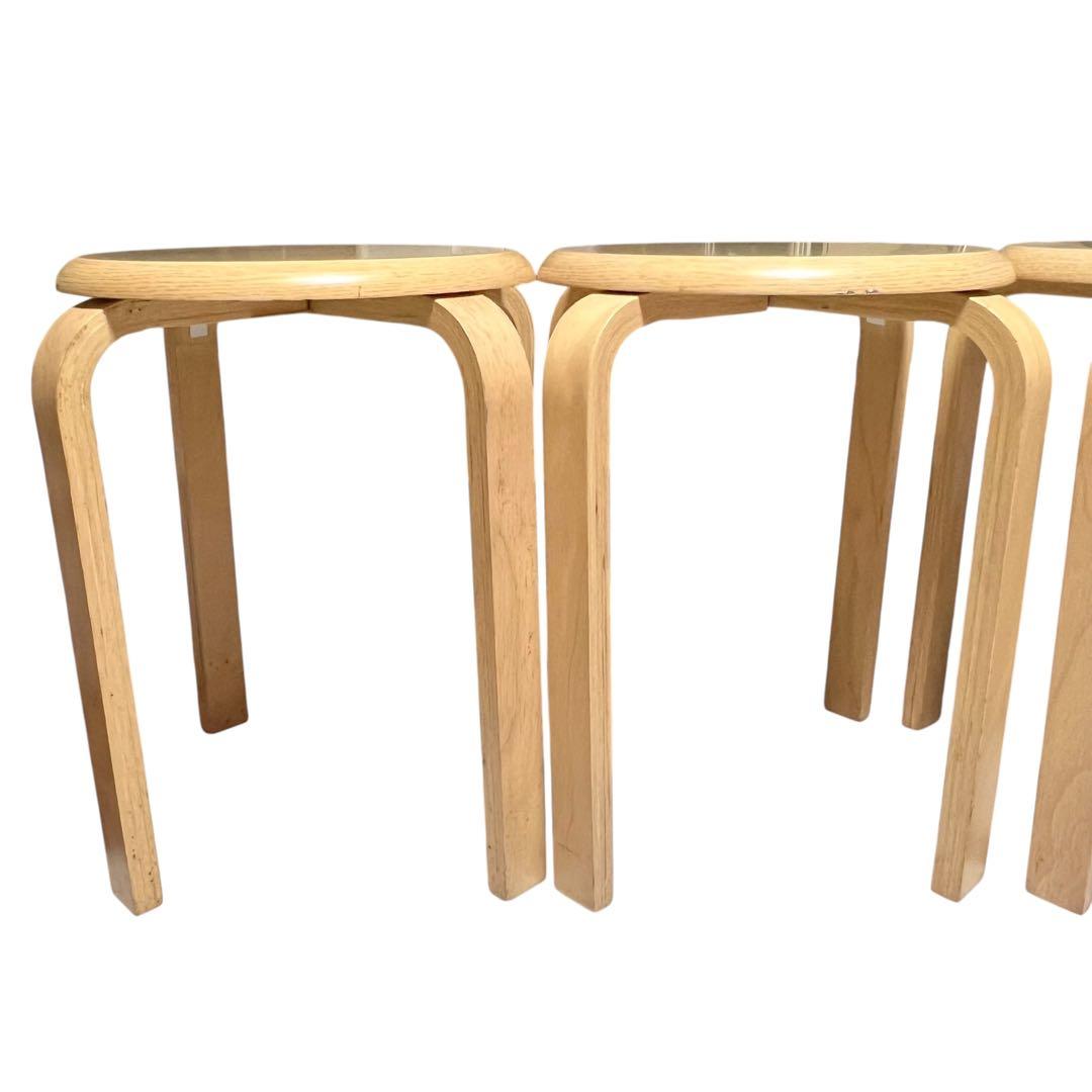 木製曲木チェア スツール スタッキング ナチュラル 4脚セット　不二貿易