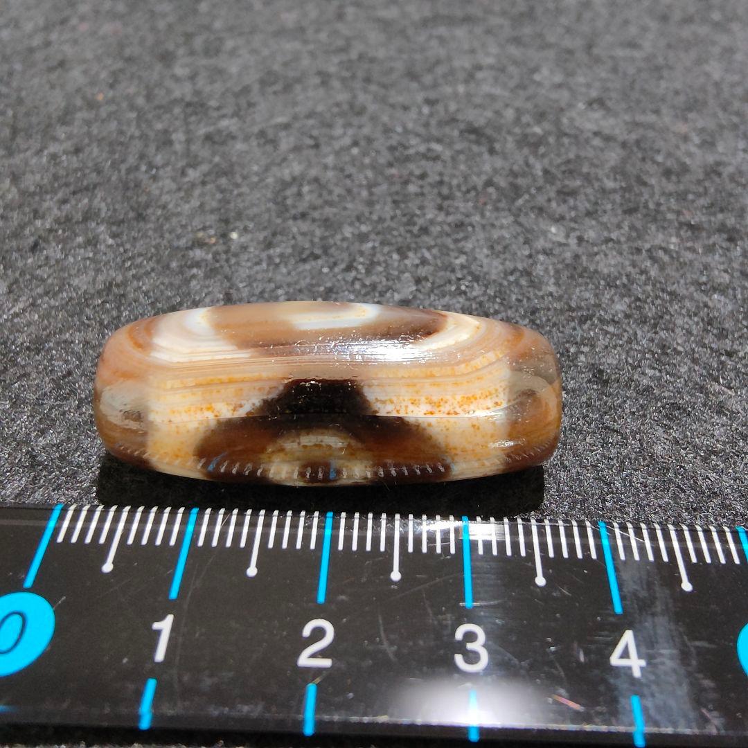 A27 朱砂老礦三眼天珠 天然石 鉱物 風水 開運 御守り 天珠