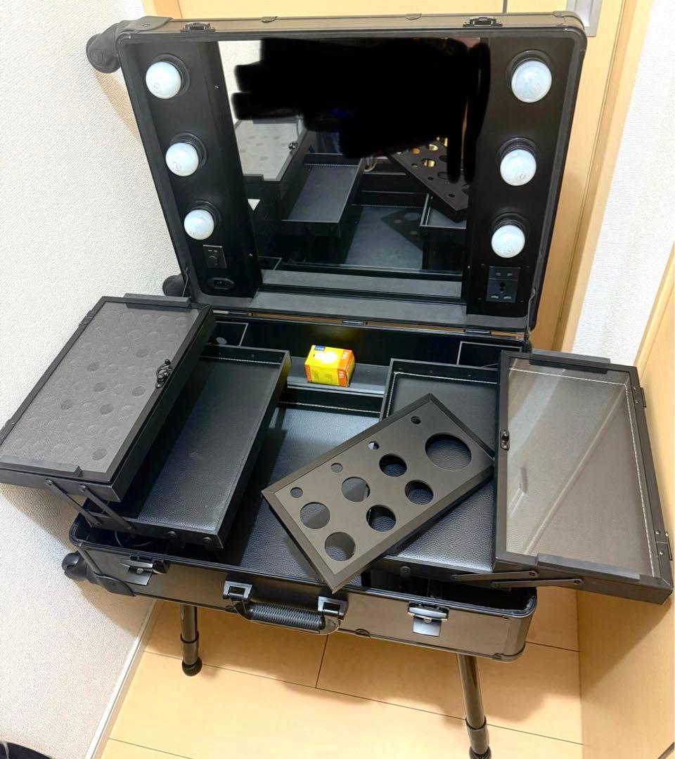 プロ用　持ち運び式　メイクボックス　キャリーケース　ブラック　女優ミラー 楽天市場】メイクボックス プロ キャリーケース 大容量 メイクキャリー