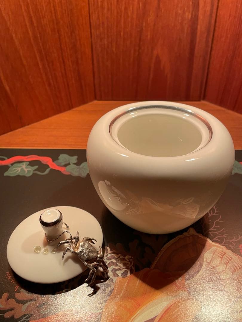 ティファニー ヴィンテージ ケース ポット シルバー グラス 蟹 銀 工芸品