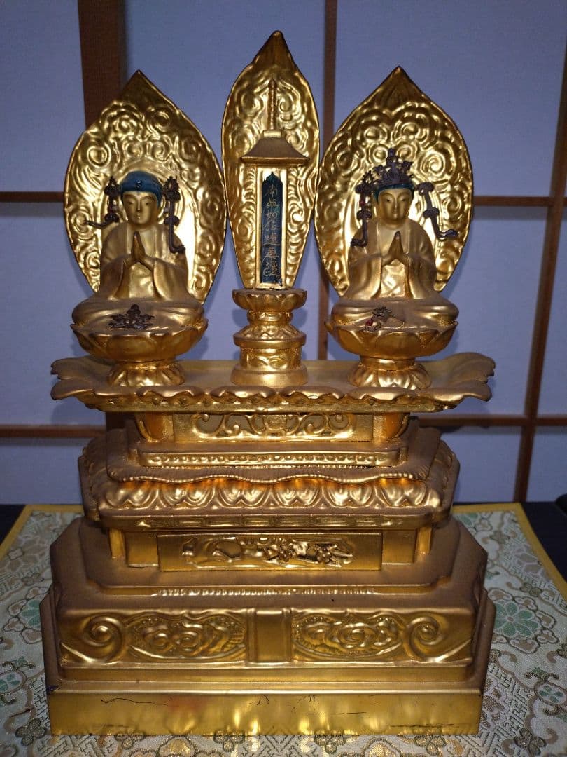 時代 木彫 マリア観音菩薩像 47cm 鍍金 仏教美術 聖観音 仏像 唐物骨董