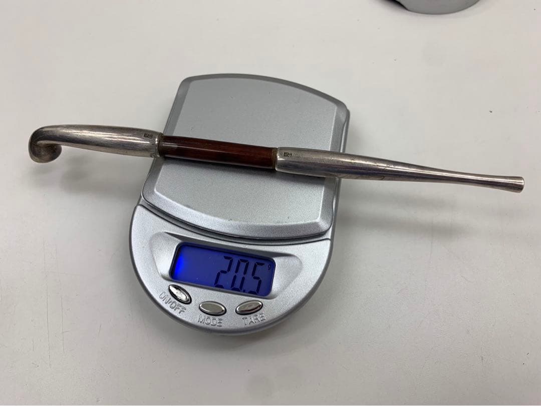 時代物 煙管 キセル 純銀 鳥山水図 煙草入れ たばこ入れ 鴨 緒締 銅地