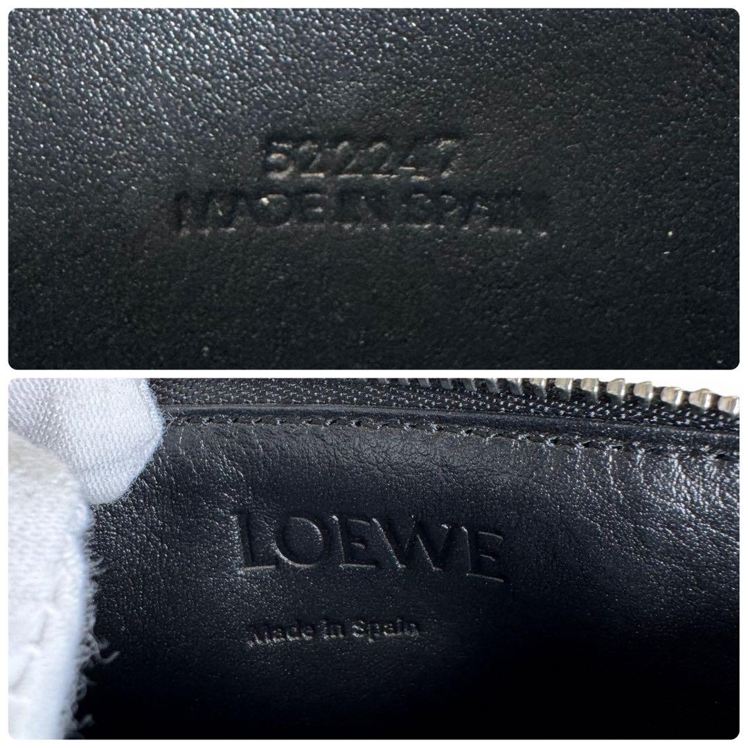 極美品■ロエベ アナグラム型押し コンパクトウォレット カードケース 黒 箱付き