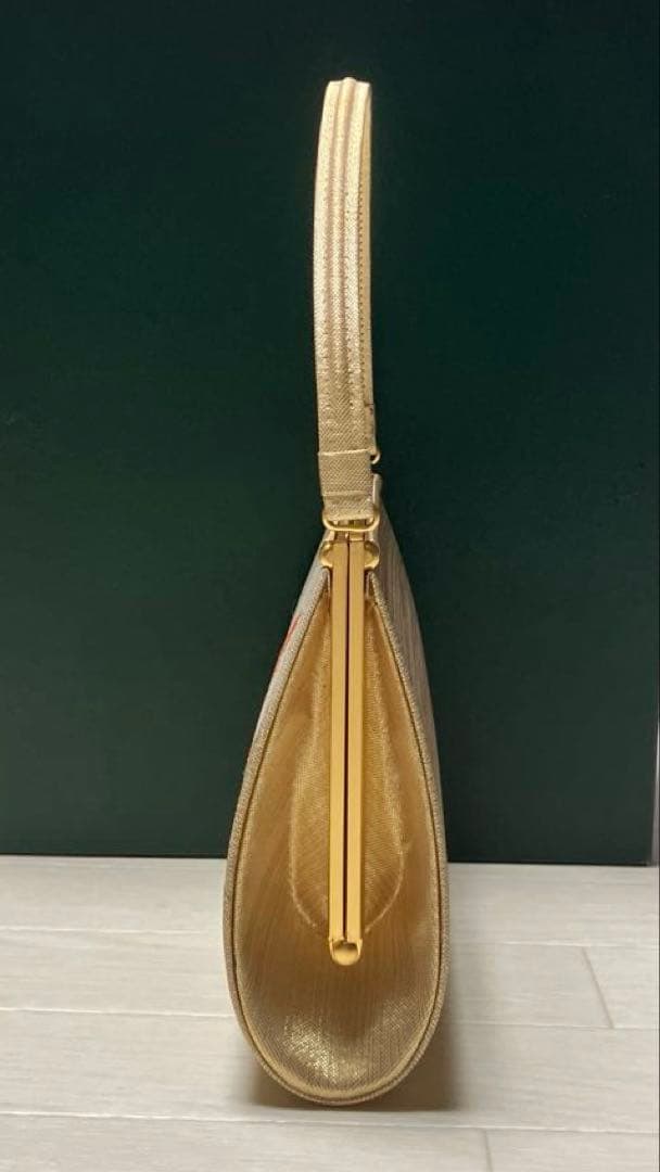 《美品・箱付き》佐賀錦　草履バッグセット　東京芝山　正絹　ゴールド　厚底