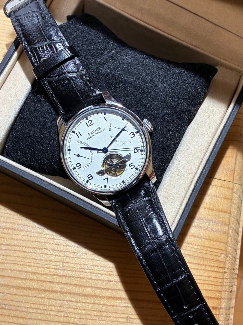 新品同様PARNIS 自動巻　パワーリザーブ　レトログラードカレンダー