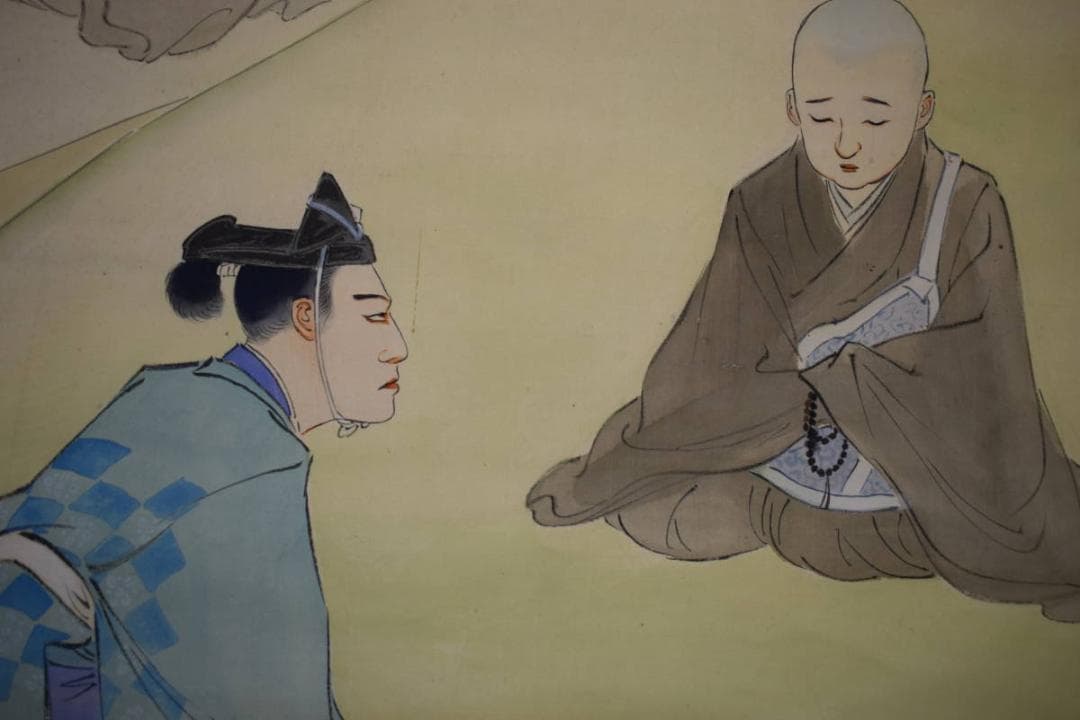 真作/観風/範宴/太子告命/慈鎮/長老/人物/大幅/布袋屋掛軸HK-108