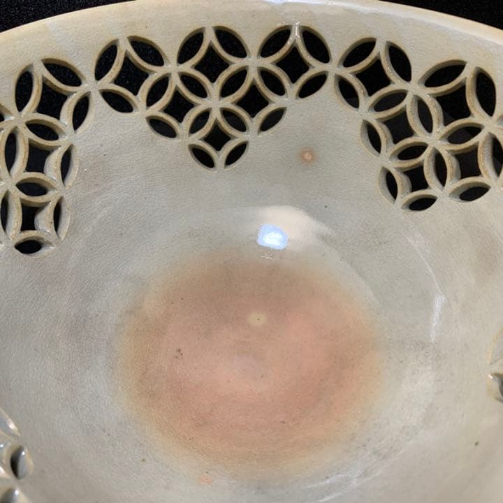 萩焼深川本窯　12代　田原陶兵衛　七宝透鉢　鉢　菓子鉢